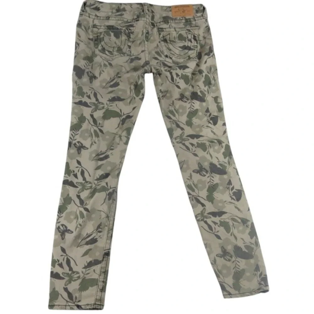 True Religion Jeans Men Size 32 Camo Distressed Leaf Butterfly Super Skinny Slim